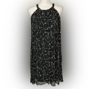 Apt 9 Dress Women’s 6 Black White Halter Chiffon Pleated Geometric